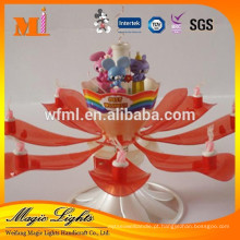 Boneca de moda nova rosa vela de música de feliz aniversário